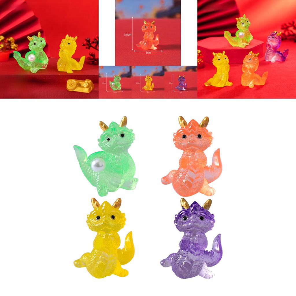 Cute Semi-transparent Lucky Dragon Resin Figurine Desk Ornament Blind Box Accessory