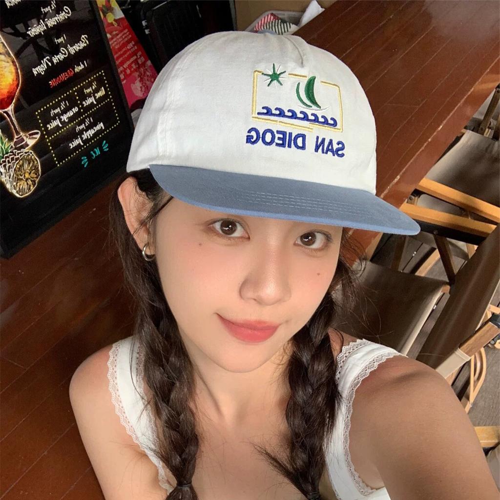 American Embroidered Alphabet Baseball Cap Men'S And Women'S Sunshade Contrasting Color Hip-Hop Flat-Brimmed Cap