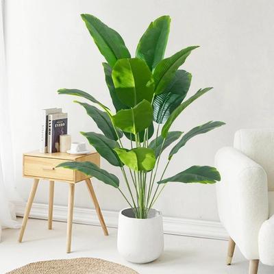 1pc No Basin Artificial Plants Large Tropical Palm Tree Fake Banana Leaves Real Plastic Monstera For Home Garden Party Decor
