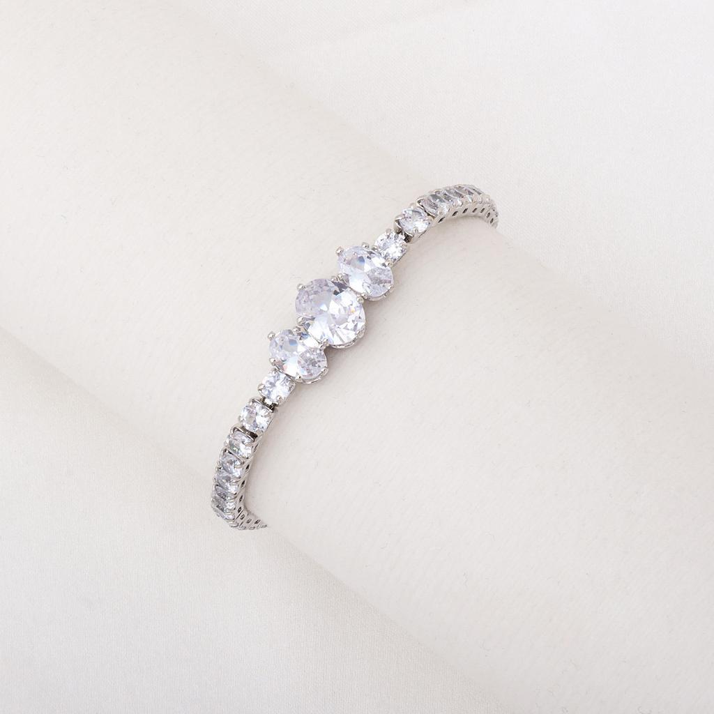 European and American new single-layer zircon bracelet jewelry women's light luxury simple fashion full of diamonds shiny rhinestone hand jewelry