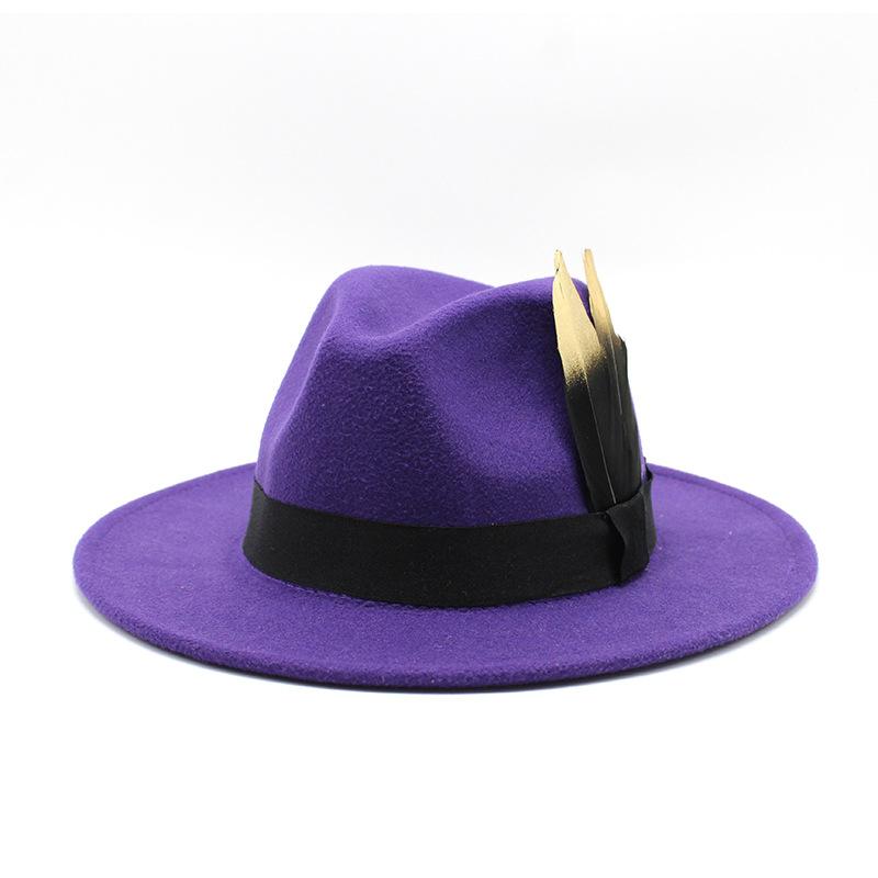 Panama Top Hat British Versatile Flat Edge Jazz Hat Woolen Top Hat Men'S And Women'S Hats
