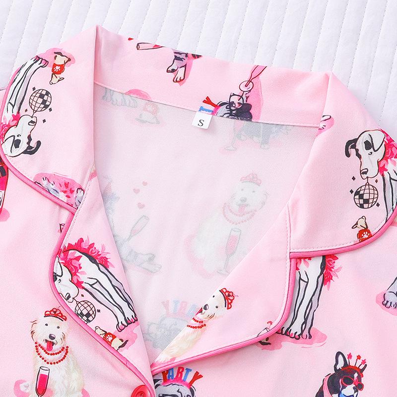 Set Pigiama Cucciolo Cartone Animato Transfrontaliero - Collo a revers, Manica corta e Pantaloncini