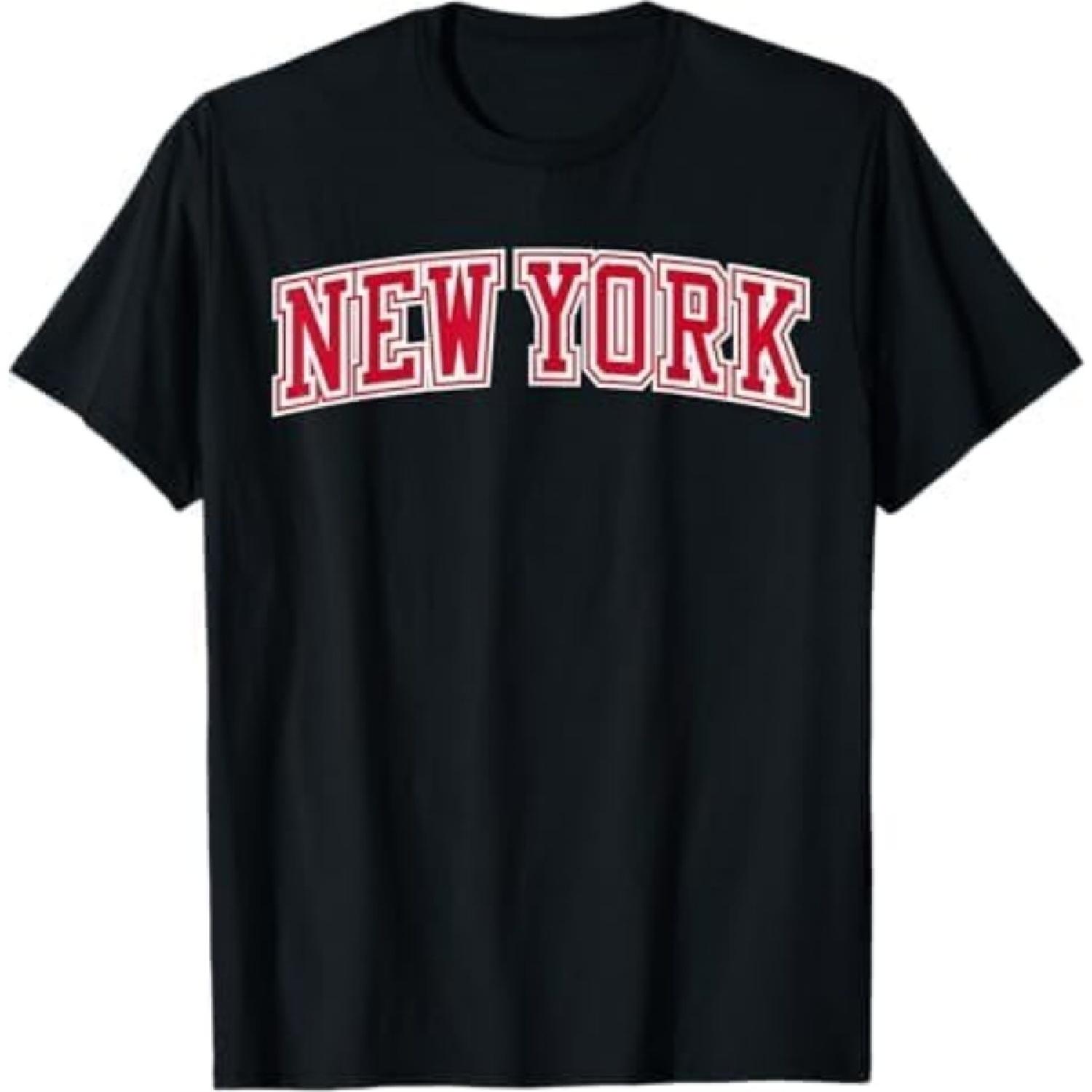 Нью-Йорк NY Стиль Varsity Большое Яблоко Красный Желтый Черный Футболка VCB1 Мужской Женский Майка Свитшот Худи S