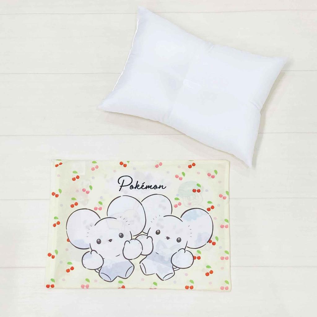 MORIPiLO Pokemon Pikachu and Wacka Cotton Includes Plush Character Morishita Pillows Children's Pillow, Low-Profile, Mouse, Yellow, Approx. 28x39cm,