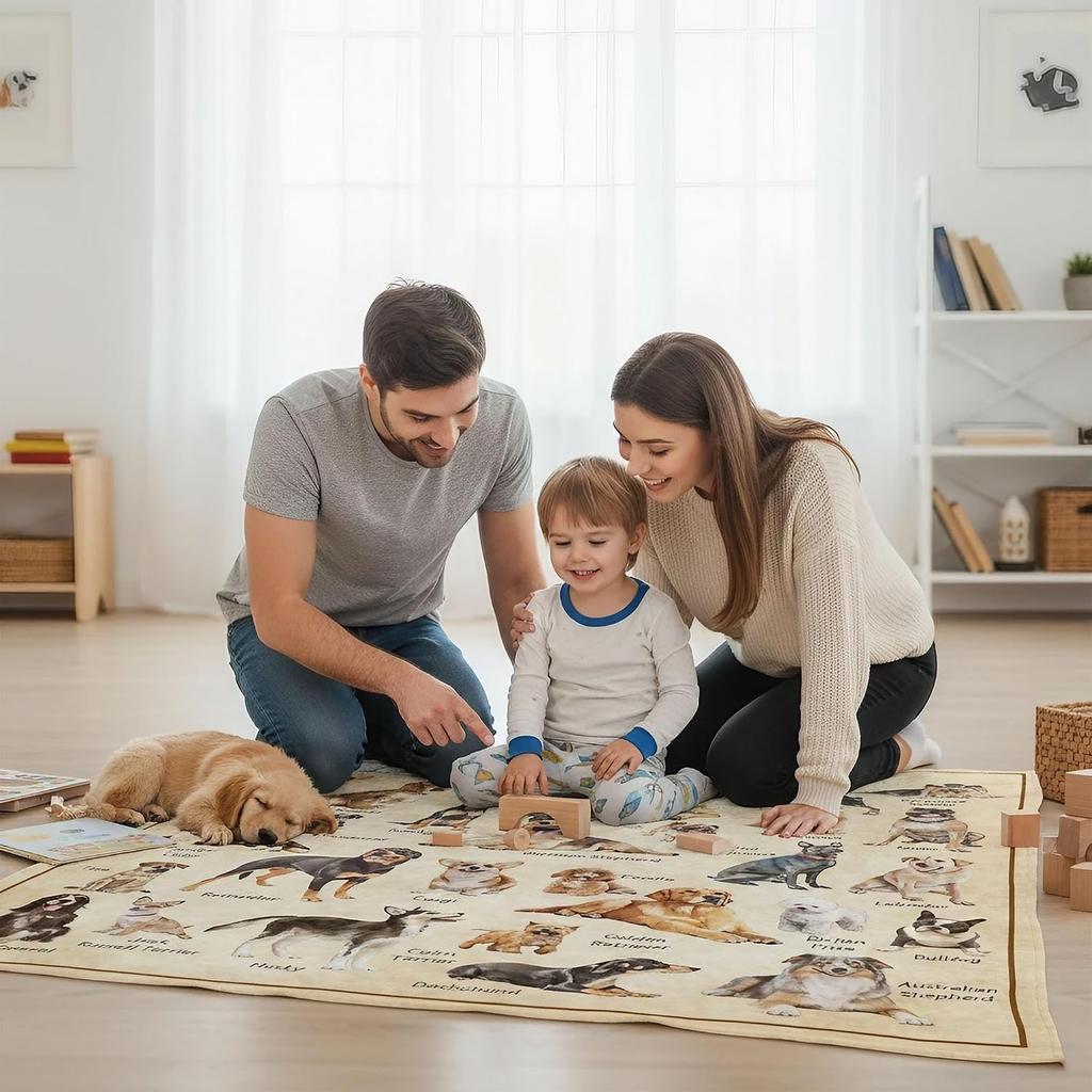 Dog Breeds Chart Throw Blanket Educational Guide Types Of Dogs Unique Gift Home Bedroom Living Decor