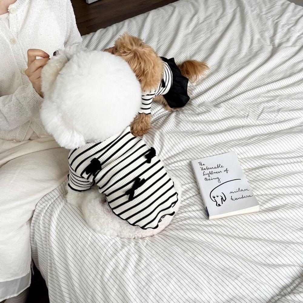 Breathable Pet Striped Short Sleeve Soft Pet Skirt Pet Clothes Pet Princess Dress  Summer
