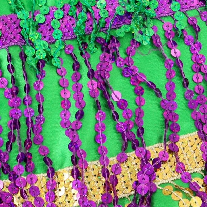 Mardi Gras Skirt Belly Dance Hip Scarf Mardi Gras Costume Sequins Fringe Tassels Wrap Skirt Sparkly Glitter Skirt