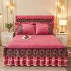 Luxury Lace Embroidery Bed Sheet Thick Velvet Quilted Bed Skirt Queen Size Warm Soft Plush Bedspread  Not Included Pillowcase