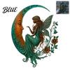 Country Style Living Room Decor Metal Fairy On Crescent Moon Wall Art Vintage Elf Cutout Hanging Decor Weatherproof Sculpture Iron Plaque for Garden