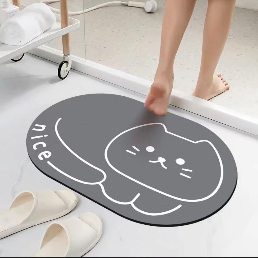 

Милый мультяшный мягкий коврик из диатомовой грязи, впитывающий нескользящий быстросохнущий коврик для ног, туалет, ванная комната, туалетный коврик 40 * 60Cm