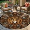 Retro Mandala Lion Round Area Rug,Carpet Rug for Living Room Bedroom Sofa Playroom Decor,Non-slip Floor Mat Q0037