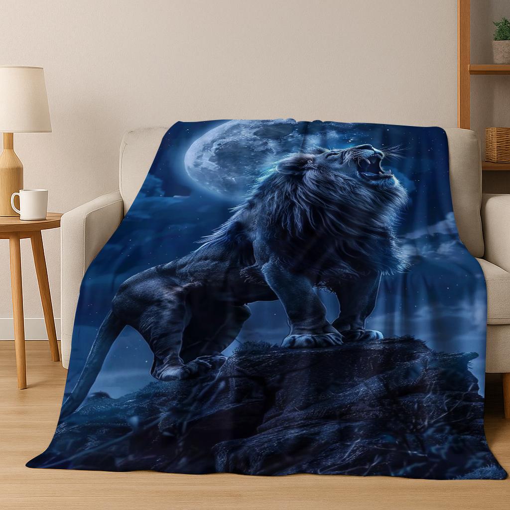 3D Dream Lion Animal Cartoon Flannel Blanket Soft Warm Blanket for Bedroom Room Living Room Bed Office Travel Camping Picnic