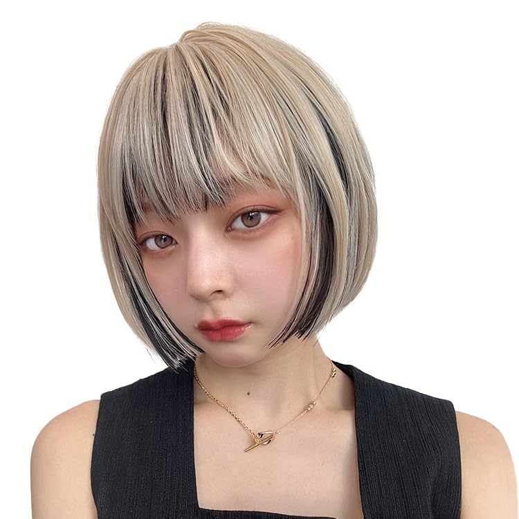 AQUADOLL Bob Short Umbrella Collar Wig, Blonde, Pink, Free Size, NC2JBK-X. Pearl Black, wg349NC2JBK-X