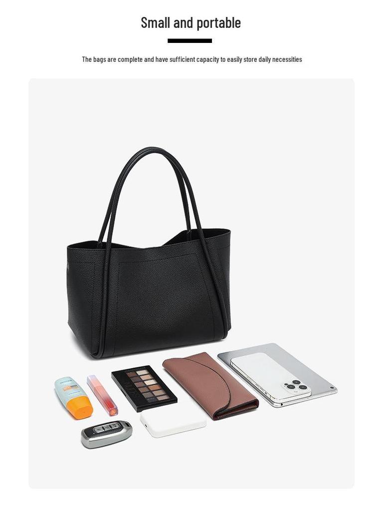 Women's High-End Soft Leather Tote Bag - Large Capacity, Small Niche Design for Commuting