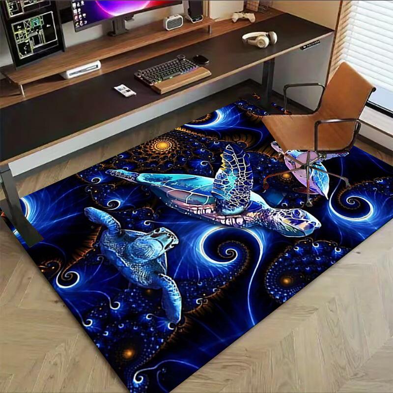 1 Stück Nicht-Rutsch-Bodenmatte mit Meeresschildkrötenmotiv, für Büro, Familie, Schlafzimmer, Studio - Großer Teppich, Dekorative Matte, Langlebiges Material-C0458