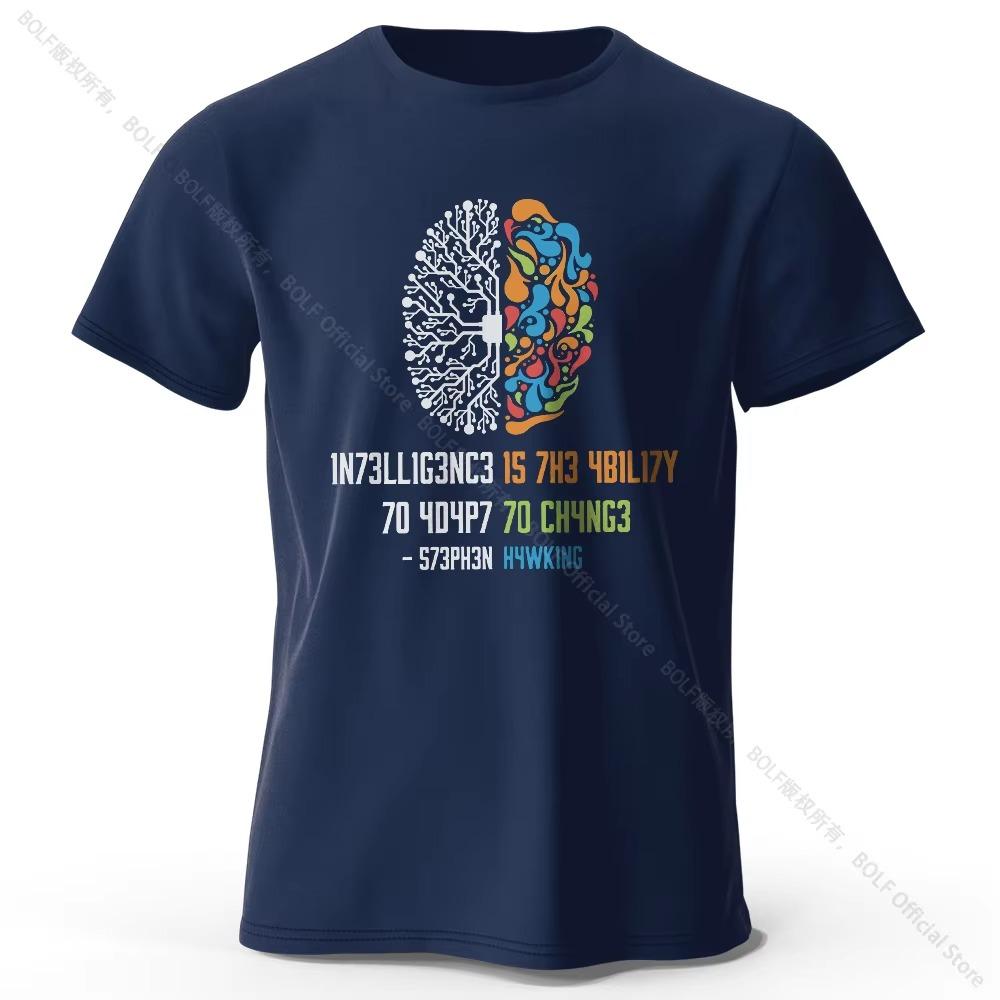 Funny Brain Power Printed 100% T-Shirt, Soft & Breathable Round Neck Short Sleeve Tee, Unisex Quirky Style