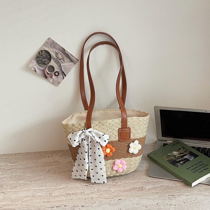 

Fashion contrasting colors commuter woven bag vacation travel seaside portable beach bag small personality fresh foreign style bucket bag 28*10*18 хакі