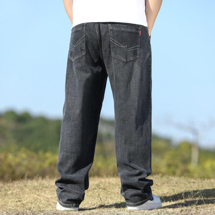 Jeans Uomo Autunnali e Primaverili Gamba Dritta Larga Taglie Forti Extra Large Pantaloni Casual Uomo Vita Alta Pantaloni per Uomo Grasso Pantaloni a Gamba Larga