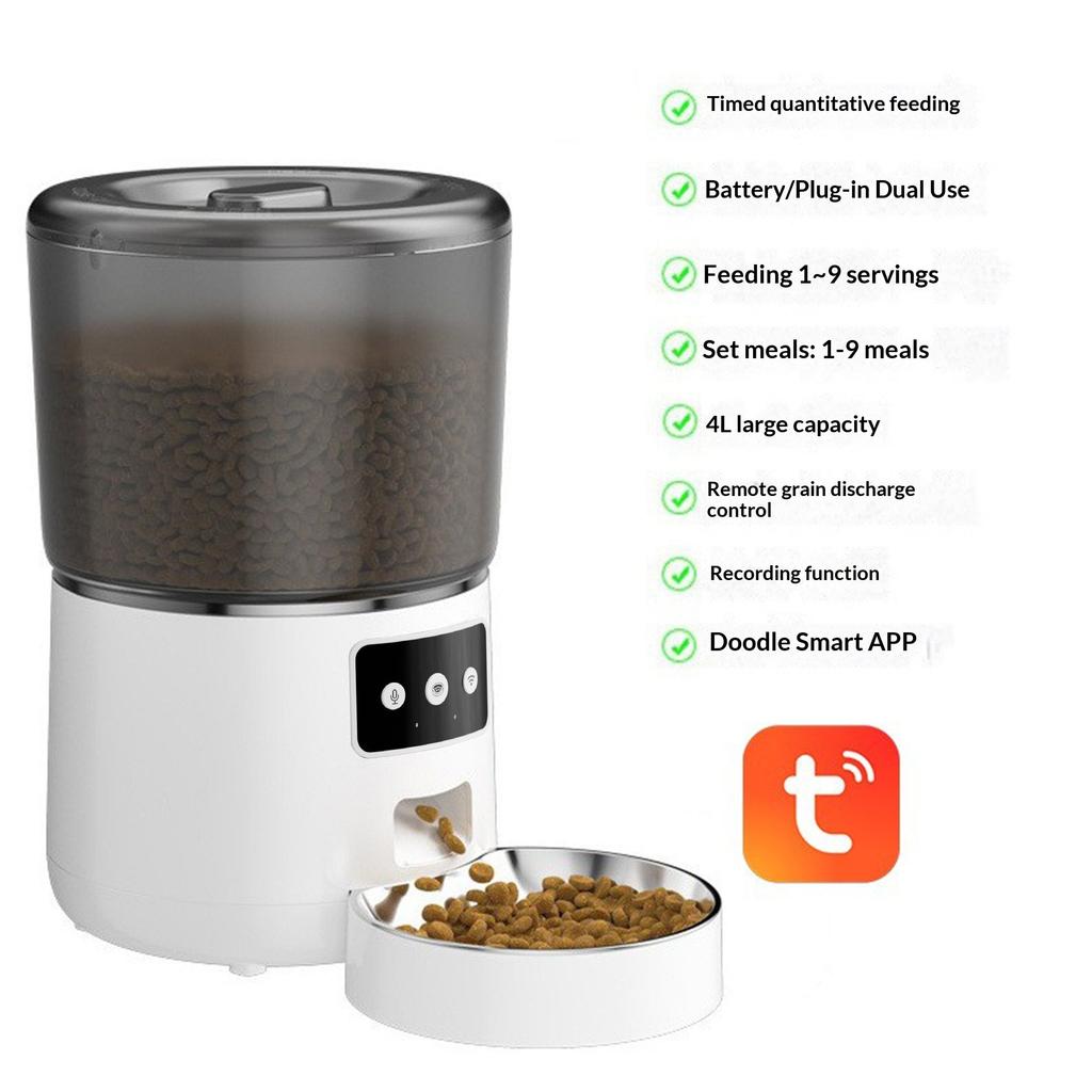 Pet Feeder Automatic 4L Quantity Remote Graffiti APP Timed Quantitative Cat and Dog Supplies WIFI Intelligent Feeder