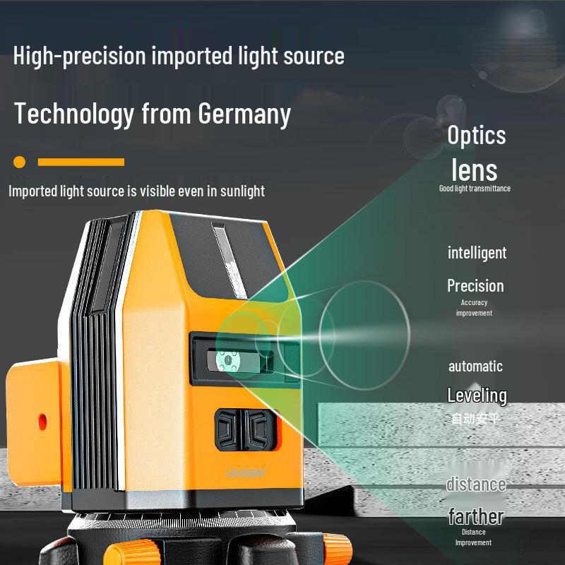 New German Precision Leise Spirit Level: Indoor/Outdoor Infrared, 2-5 Lines, Lightweight
