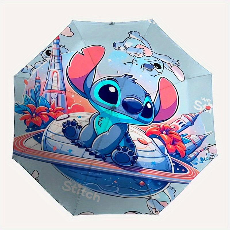 Stitch,Love Fully automatic themed umbrella   8 ribs durable iron frame, tri fold compact design, perfect as a gift, travel umbrella, unisex