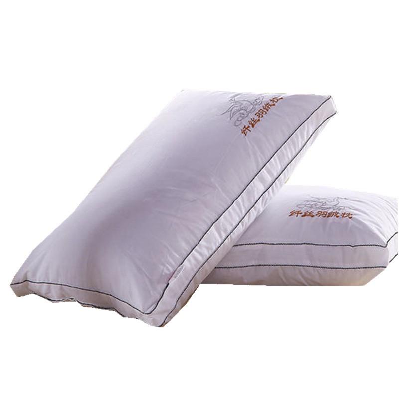 Hotel-Style Cotton Sateen Pillow With Microfiber Down Alternative Fill Elderly Single Size White
