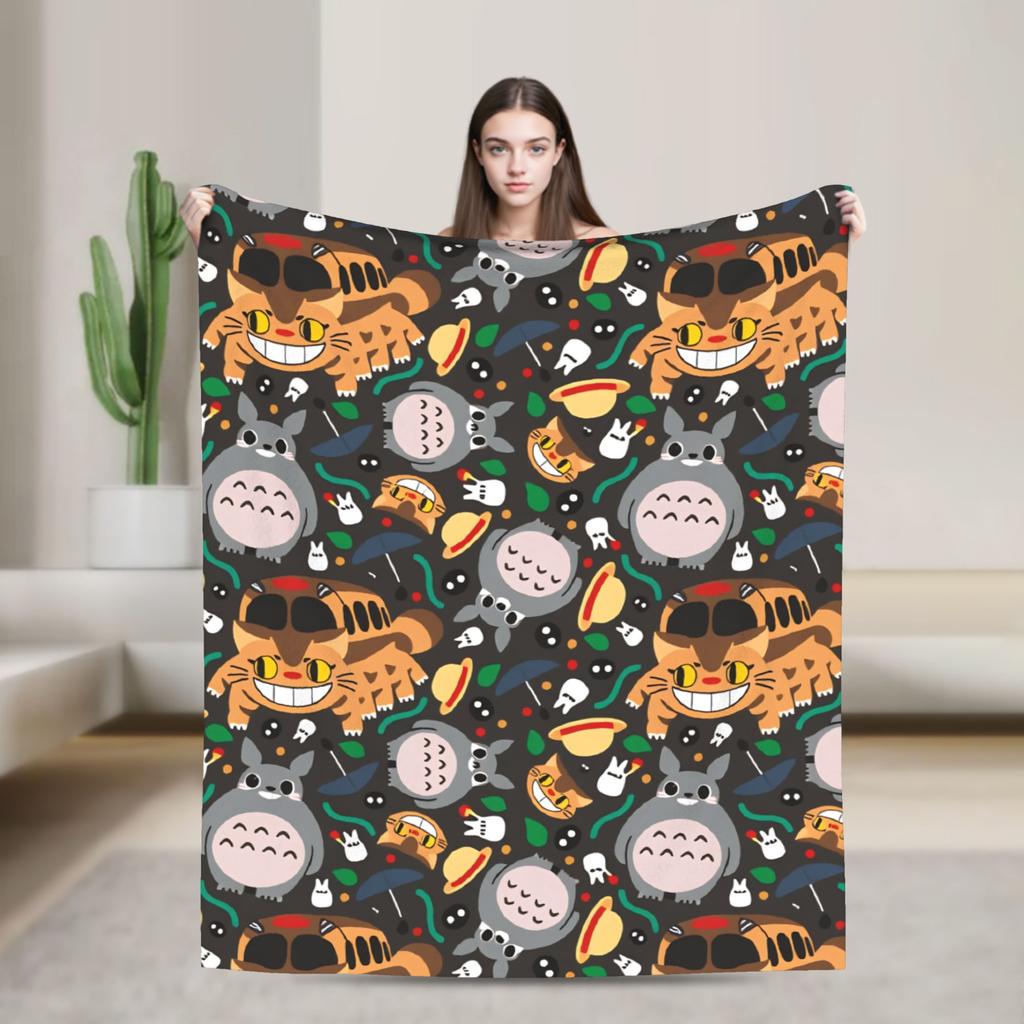 Japanese Blanket T-Totoros Travel Flannel Throw Blanket For Couch Bed Soft Custom DIY Quality Bedspread Gift Idea