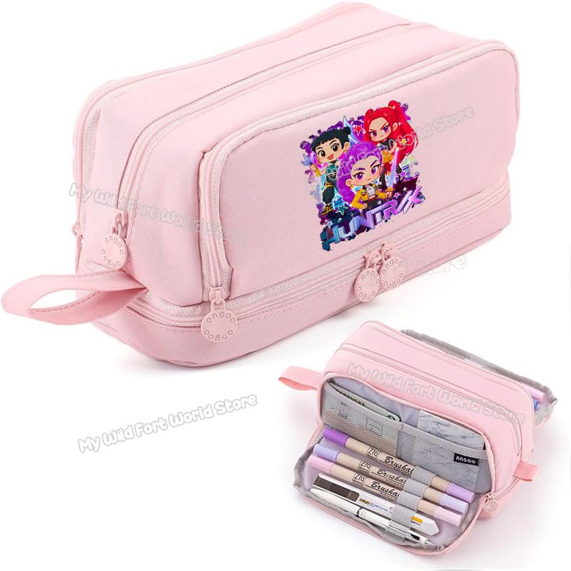 High Quality Kpop Demon Hunters High-capacity Pencilcase Rumi Mira Zoey Girl Stationery Pouch Cartoon Student Pencil Bag School Supplies