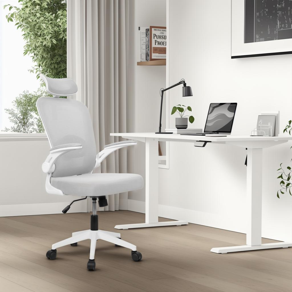 Mesh Ergonomic Office Computer Desk Chair Flip-up Arms Adjustable Headrests Comfortable Lumbar Support For Home Office Chair