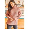 Knit Winter Sweaters Women's Long Turtleneck Cuff Buttoned Soft Textured Oversize Knitwear Sweater