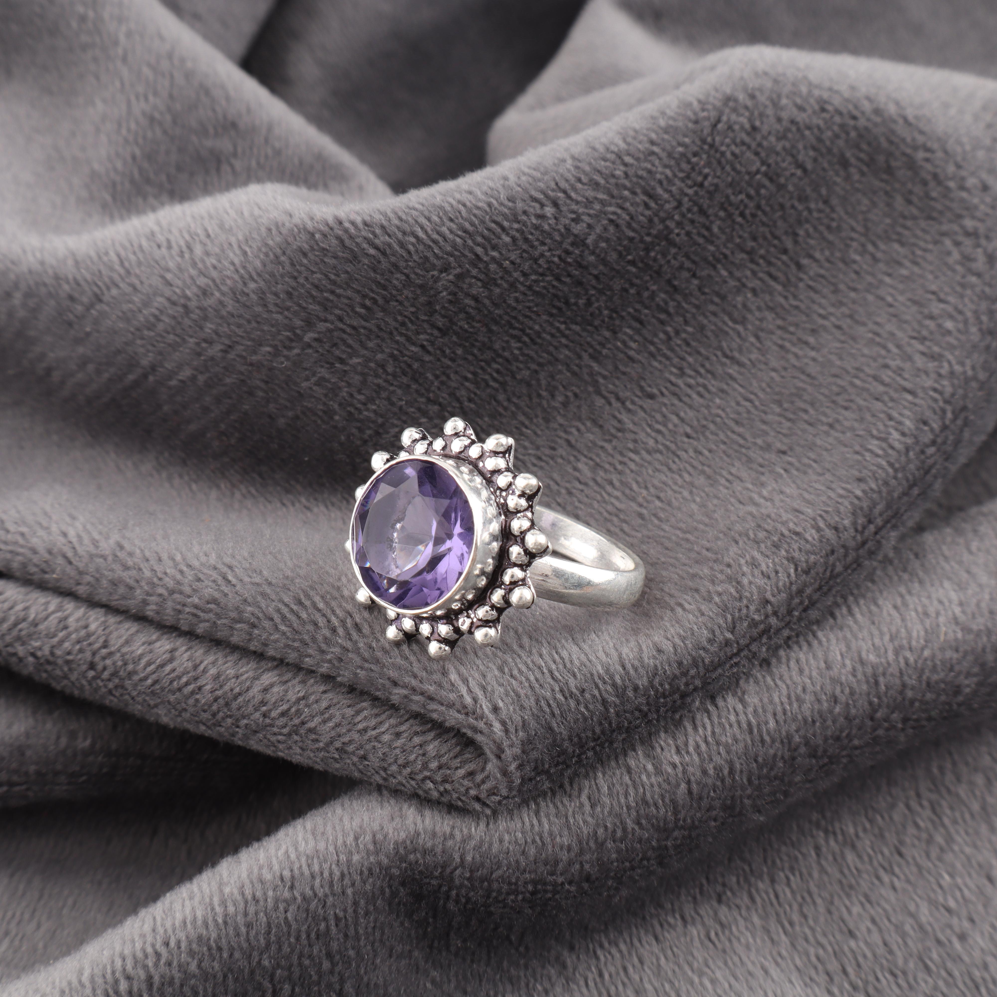 

Кольцо с иолитом, Ювелирное изделие из стерлингового серебра 925 пробы, Кольцо из серебра ручной работы, Кольцо с драгоценным камнем в стиле бохо, Женское ювелирное изделие для свадебного подарка 11 фиолетовый