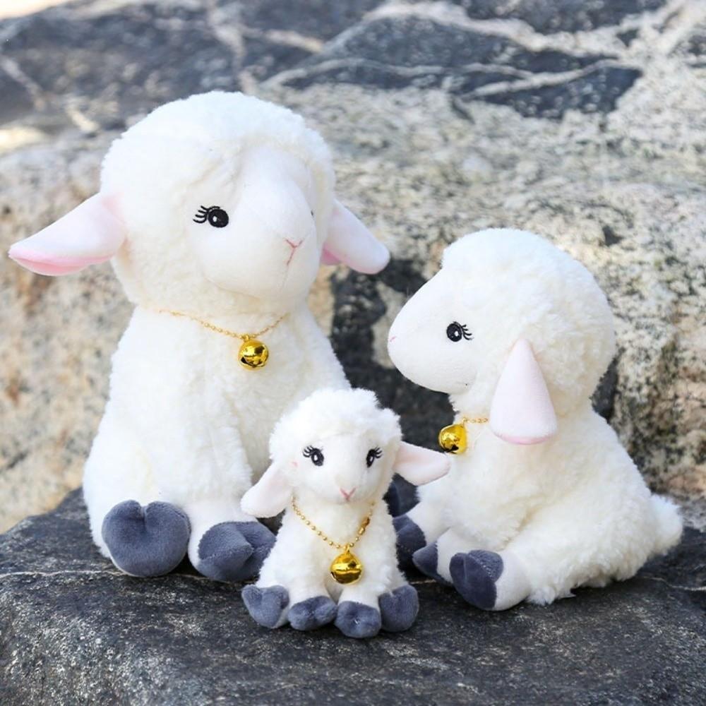 Collare a Campanellino Peluche Agnello Giocattolo Morbido Texture Pecora Bambola Regali Animale di Peluche Arredamento Casa