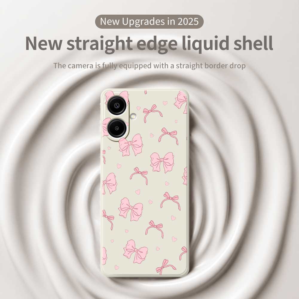 For Samsung Galaxy A07 4G Case Pink Bow Love Pattern Printing Straight Edge TPU Phone Back Cover