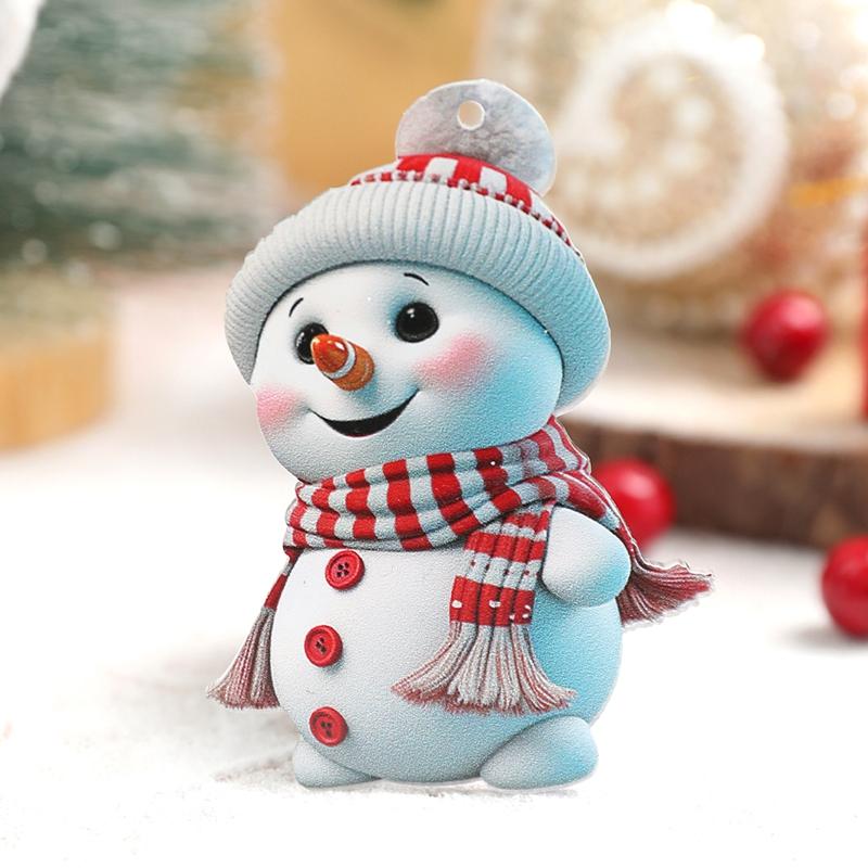 1/5Pcs 2D Acrylic Cartoon Snowman Hanging Xmas Tree Pendant for Christmas Decoration Navidad Home Decor New Year Party Gifts