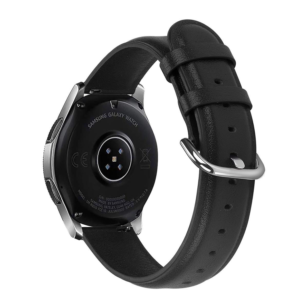 

20mm Genuine Leather Smart Watch Replacement Strap for Samsung Galaxy Watch 42mm Black