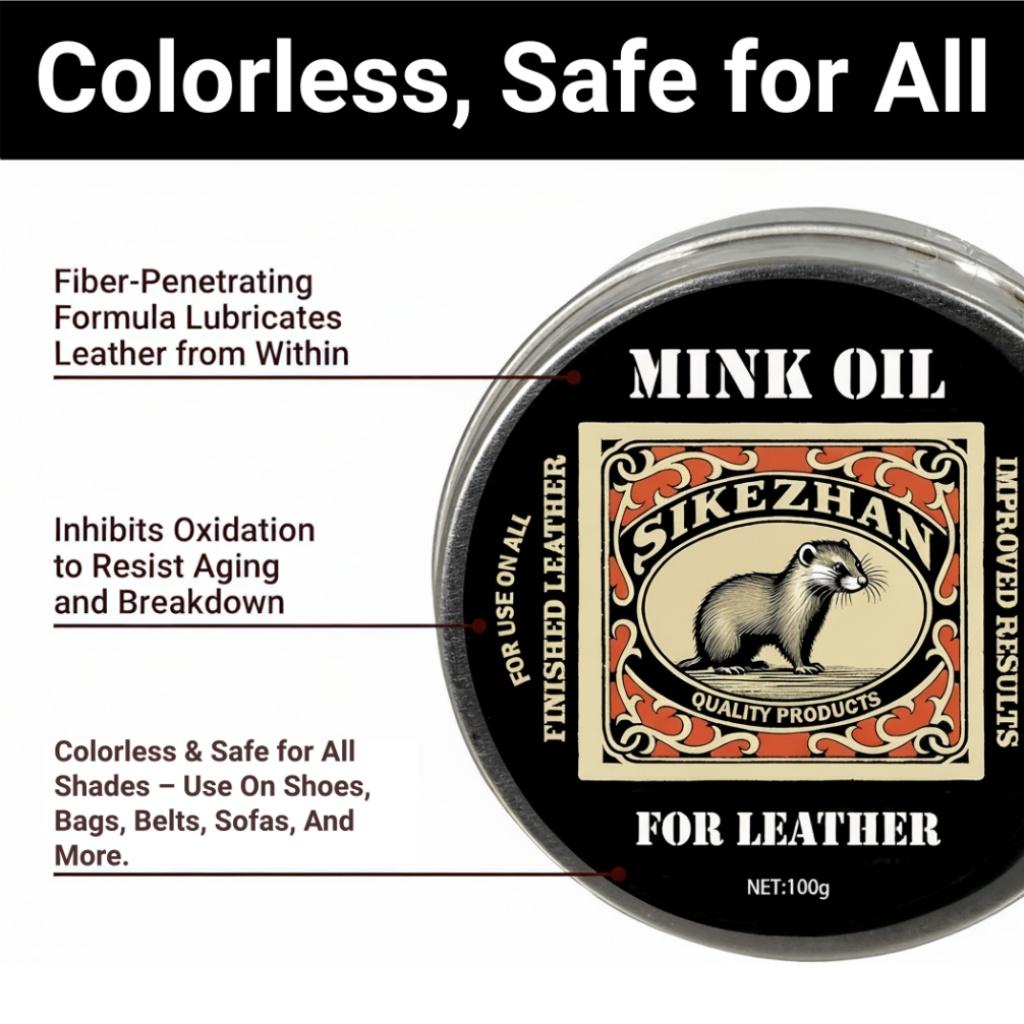Nerzöl Lederpflegebalsam für alle Lederprodukte – Natürliche geruchslose Pflegecreme für Schuhe, Stiefel, Taschen, Sofa