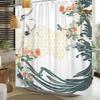 Japanese Style Plum Blossom Flying Crane Wave Pattern Shower Curtain, Washable Bathroom Waterproof Shower Curtain With 12 Hooks