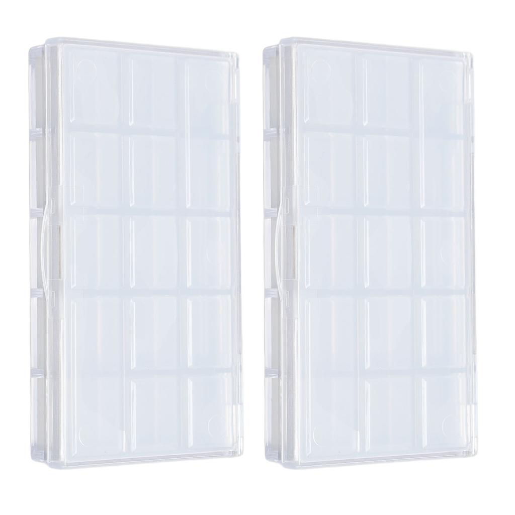 2pcs 15 Grids Transparent Paint Box Clear Plastic Painting Pigment Box Portable Leakproof Watercolor Palettes Box for Artists Students Kids