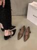 Low-heeled black temperament Mary Jane single shoes women's shoes 2025 new spring and autumn French flat-bottomed pointed evening shoes