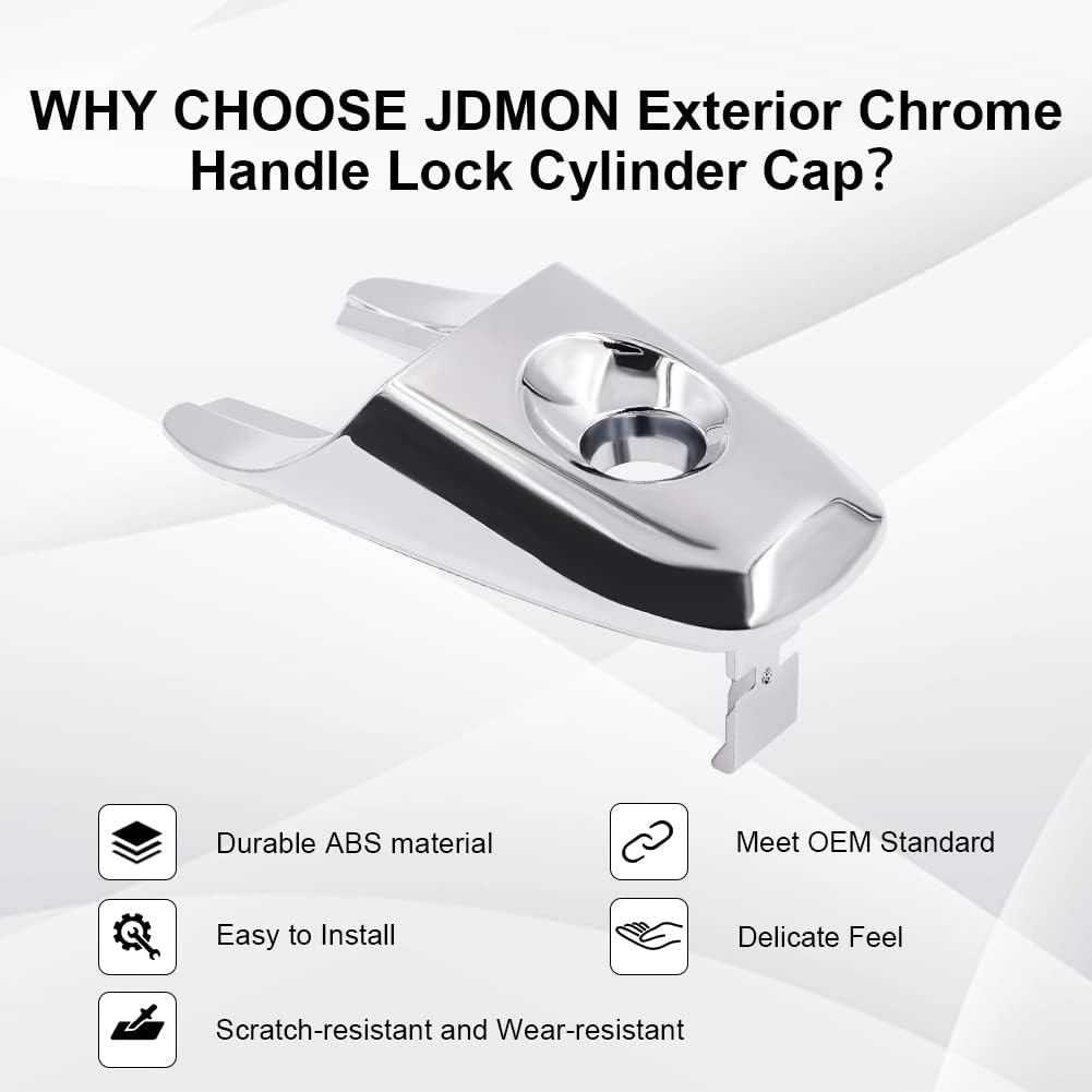Chrome Door Handle Lock Cylinder Cap Driver Compatible with Ford Lincoln | Edge MKX Explorer 2011-2019 Handle Cover with Keyhole Replacement for