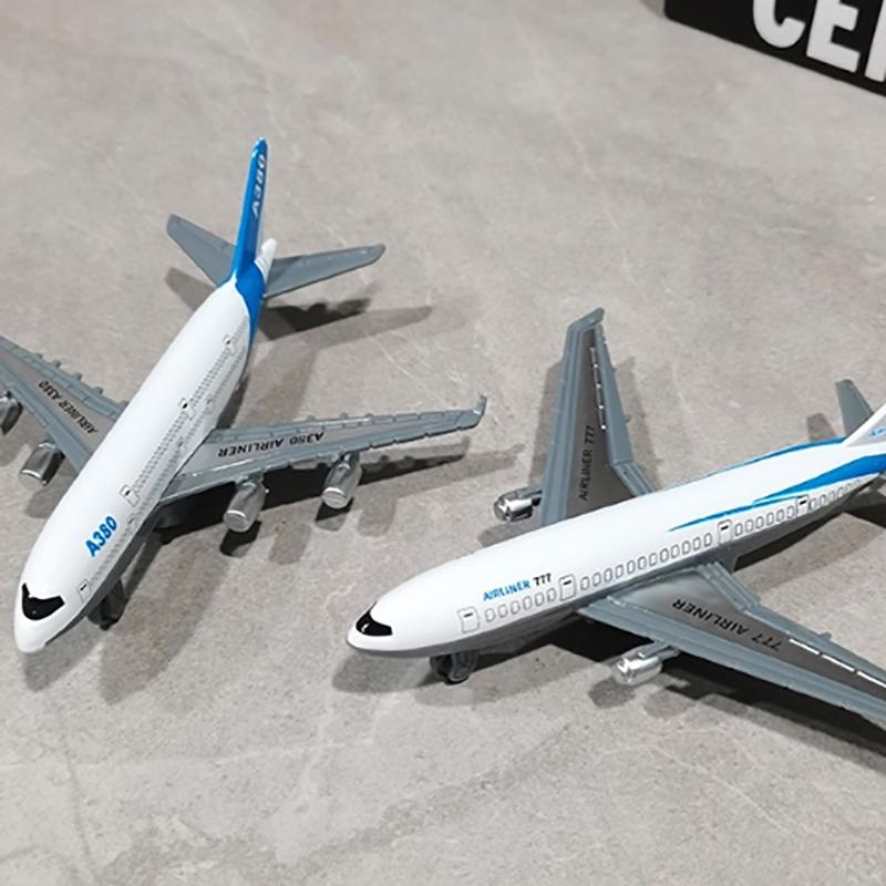 1/2Pcs Inertia Airplane Airliner Toys Children Simulation Alloy Pull Back Airplane Toy Model Boys Gift Desktop Ornament