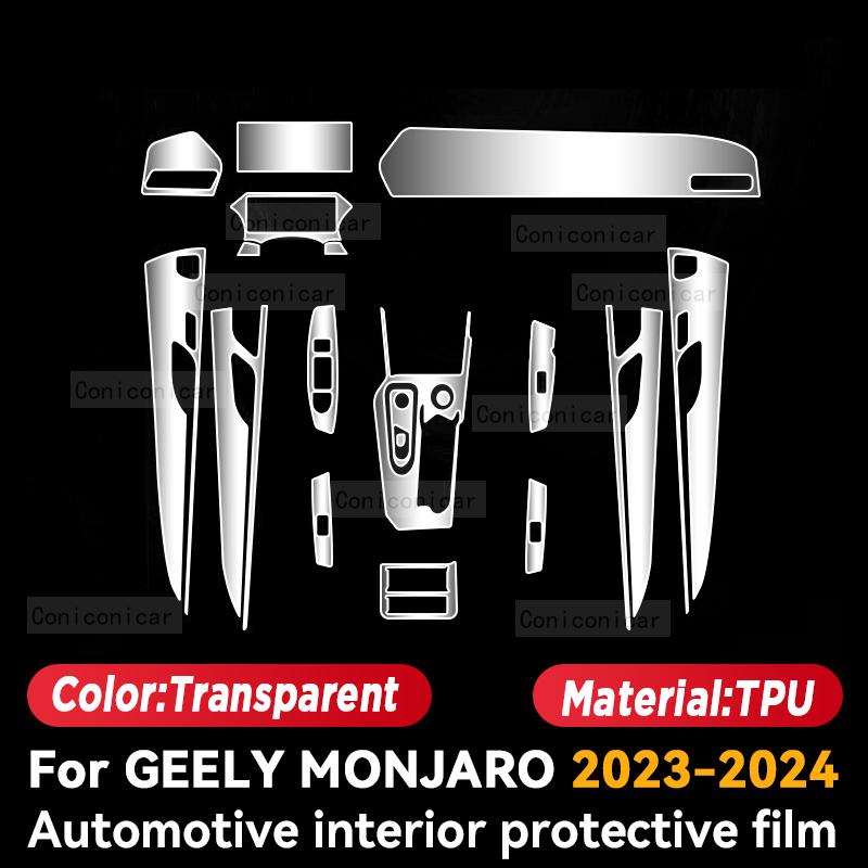 

Для GEELY Manjaro 2023 2024 салон автомобиля, центральная консоль, приборная панель, защитная пленка, наклейка против царапин, аксессуары