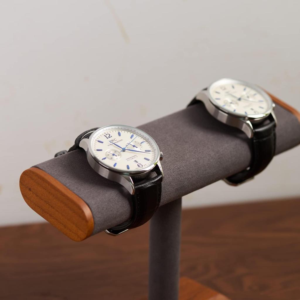 Oirlv Watch Stand, Wooden, Luxury, Stylish, Watch Stand for 2 To 4 Watches, SM08702 (Dark Gray)