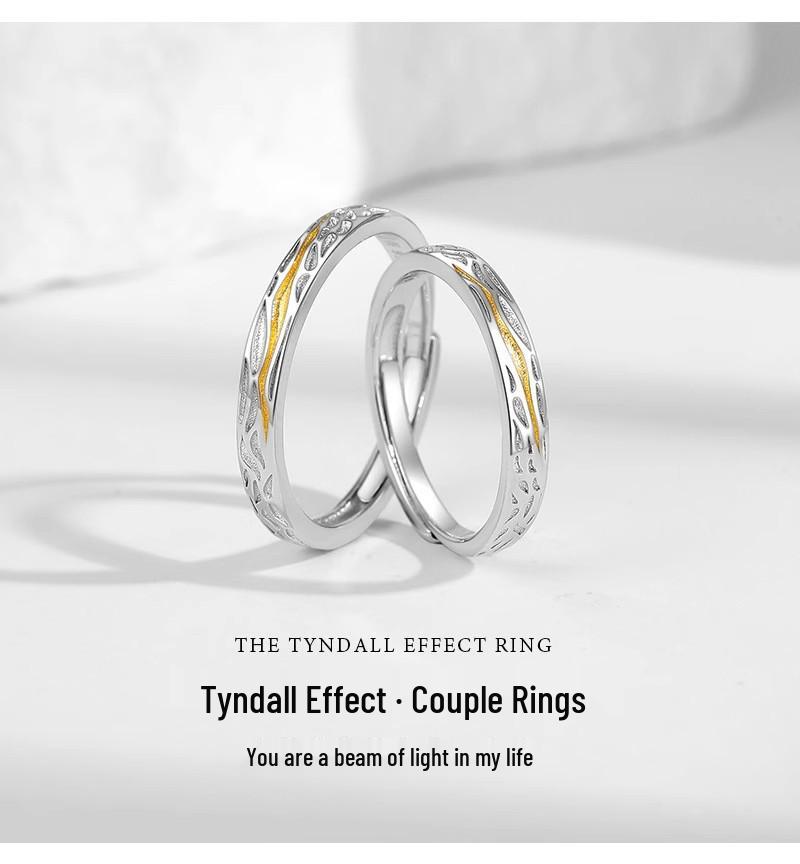 S925 Sterling Silver Tyndall Effect Adjustable Couple Rings for Men and Women - Niche Design