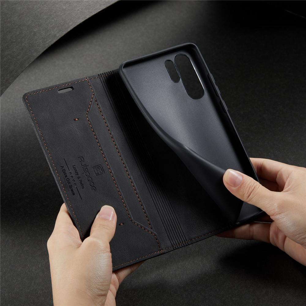Luxury Genuine Leather Magnetic Wallet Flip Case for Huawei P30 P50 P30 Lite Card Slot Stand Shockproof Foldable Holder Full Protection Cover