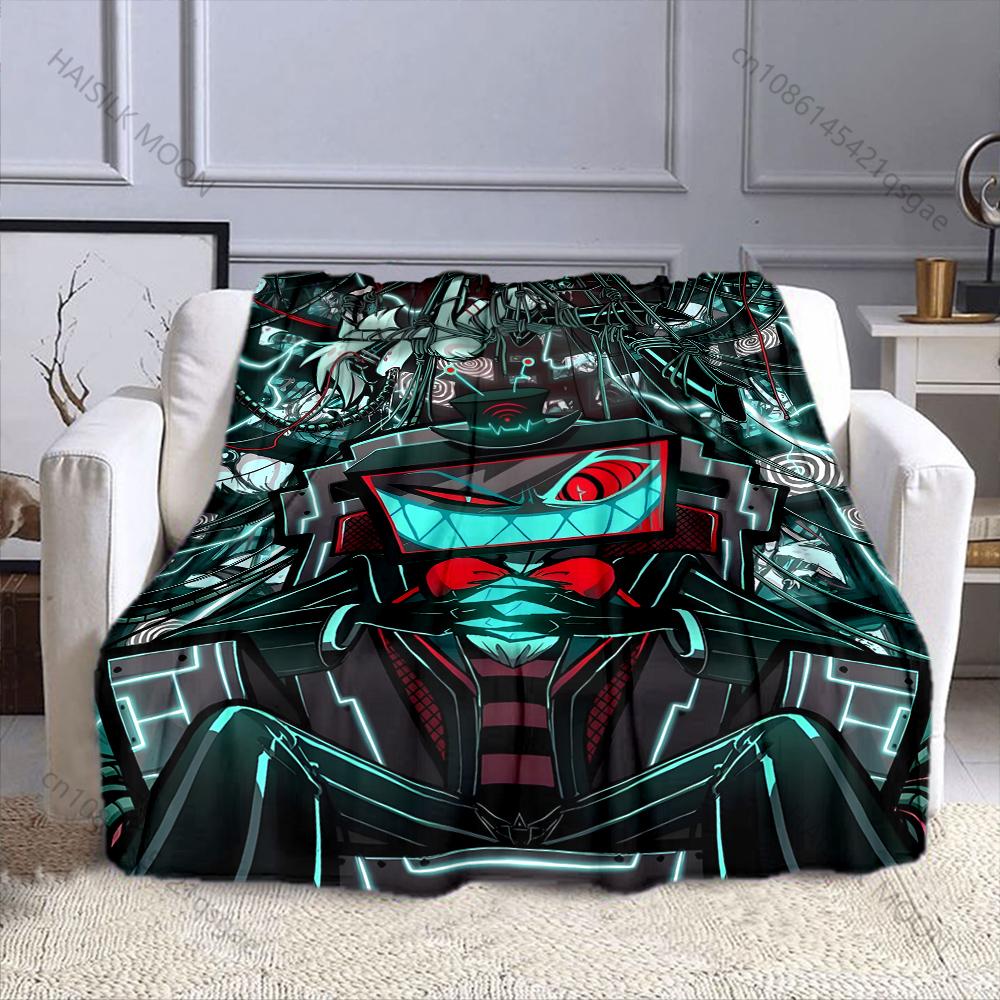1PC TV Time Man Cartoon Print Blanket Warm Soft and Comfortable Home Travel Blanket Sofa Bedding Camping RV Blanket
