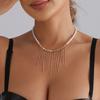 Small fresh ins wind baroque freshwater imitation pearl fringed necklace splicing style necklace decoration