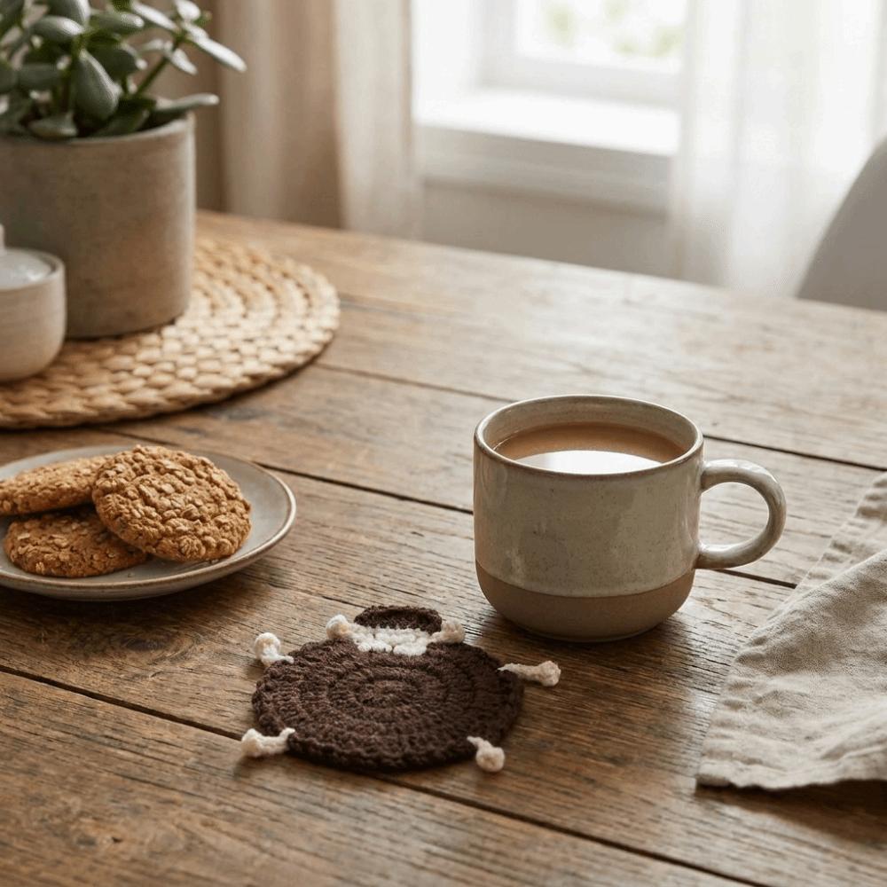 Cartoon Knitted Animal Coaster Handmade Teacup Pad Creative Crochet Lamb Coasters Home Decor