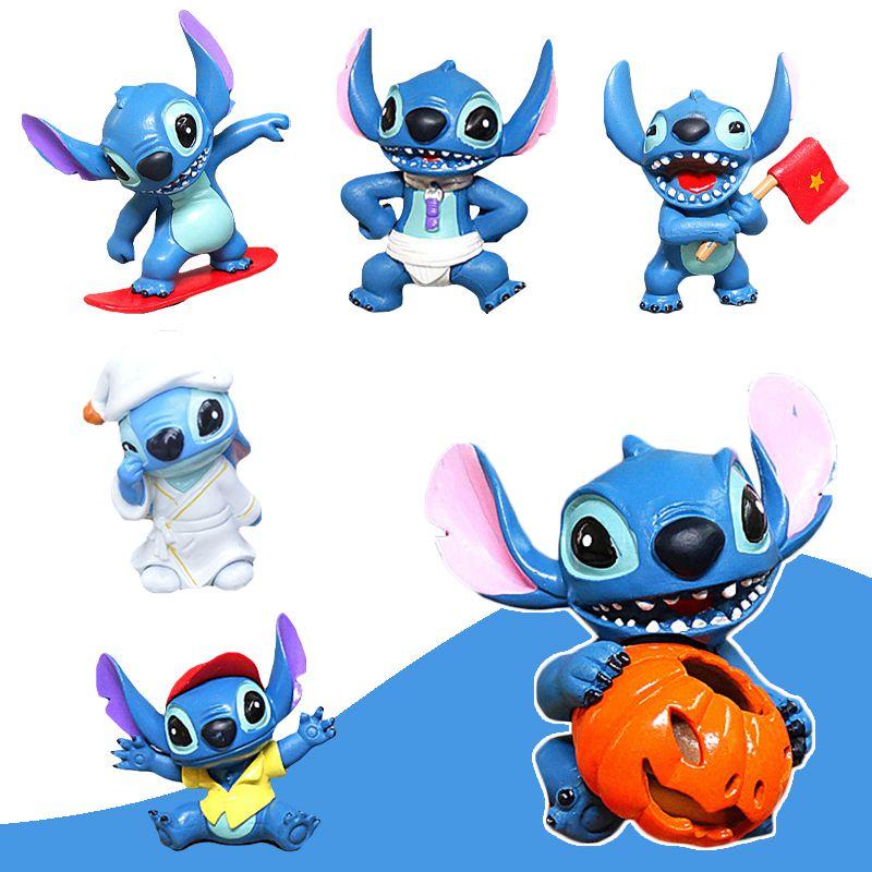 Conjunto Espetacular de 6 Peças de Enfeites de Carro de Halloween do Stitch Para Festas Infantis