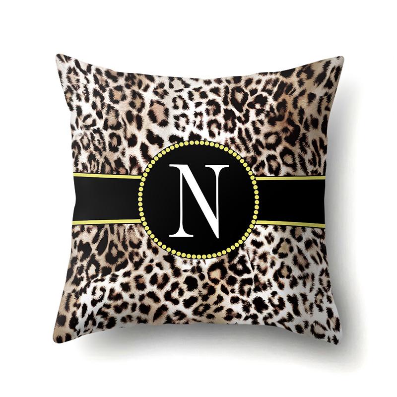 Polyester Pillow Case Decorative Leopard Print Home Furnishing 26 English Letter Printed Pillow Case